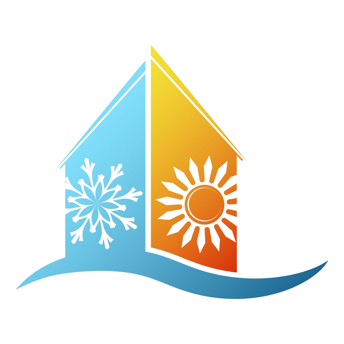 Icône représentant une maison isolée contre la chaleur et le froid avec soleil et flocon